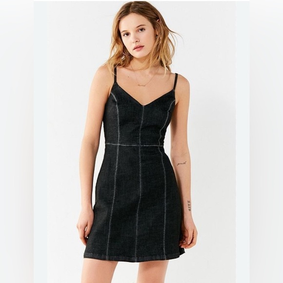 Urban Outfitters Black Mini Dress Spaghetti Strap - Picture 1 of 5